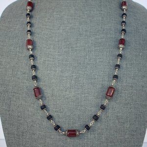 32" black Tulasi with carnelian (gemstone for Mars)